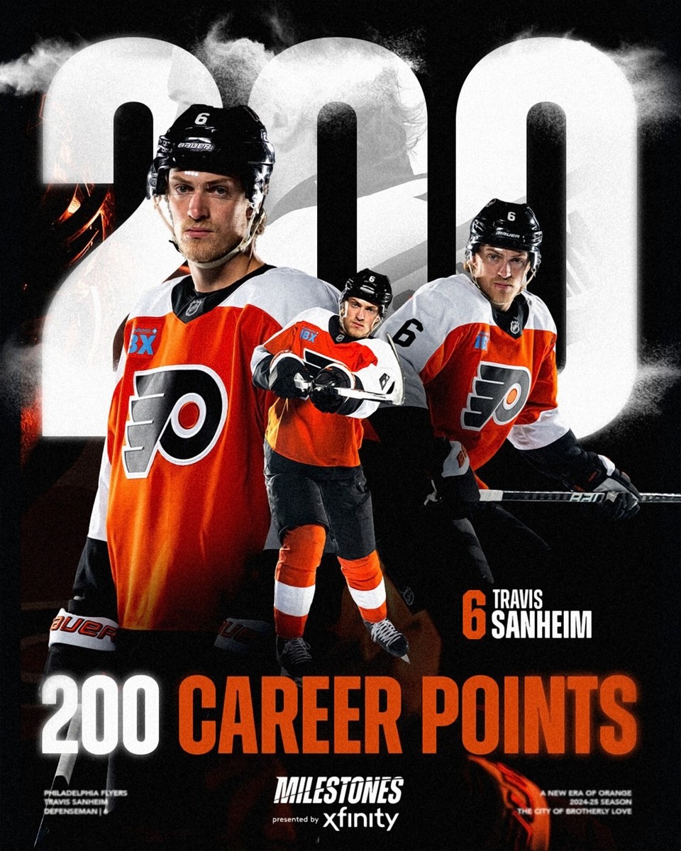 Travis Sanheim 200 Career Points Philadelphia Flyers 8x10 NHL