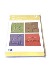 QuicKutz Merry Christmas Embossing Folder Reindeer Joy Gifts EF 2x2 050 2009 NEW