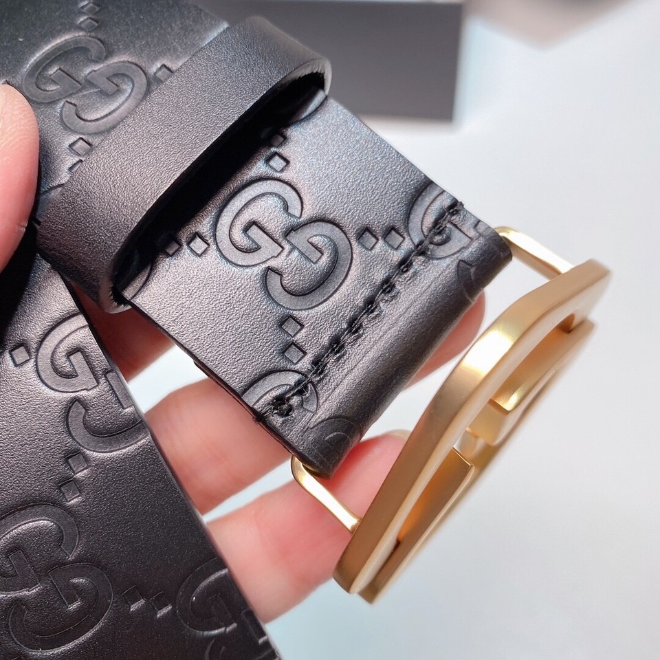 mens gucci belt size 42 leather brass buckle emboss eBay