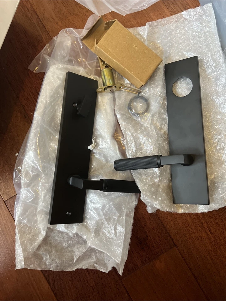 Herrajes exclusivos - Juego de puerta de entrada de latón satcher - Manija de palanca - Mano izquierda Foto 3 de 4