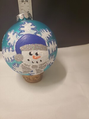 Rauch Ornament Glittered, Hand Painted, Snowman & Snowflakes Ornament 