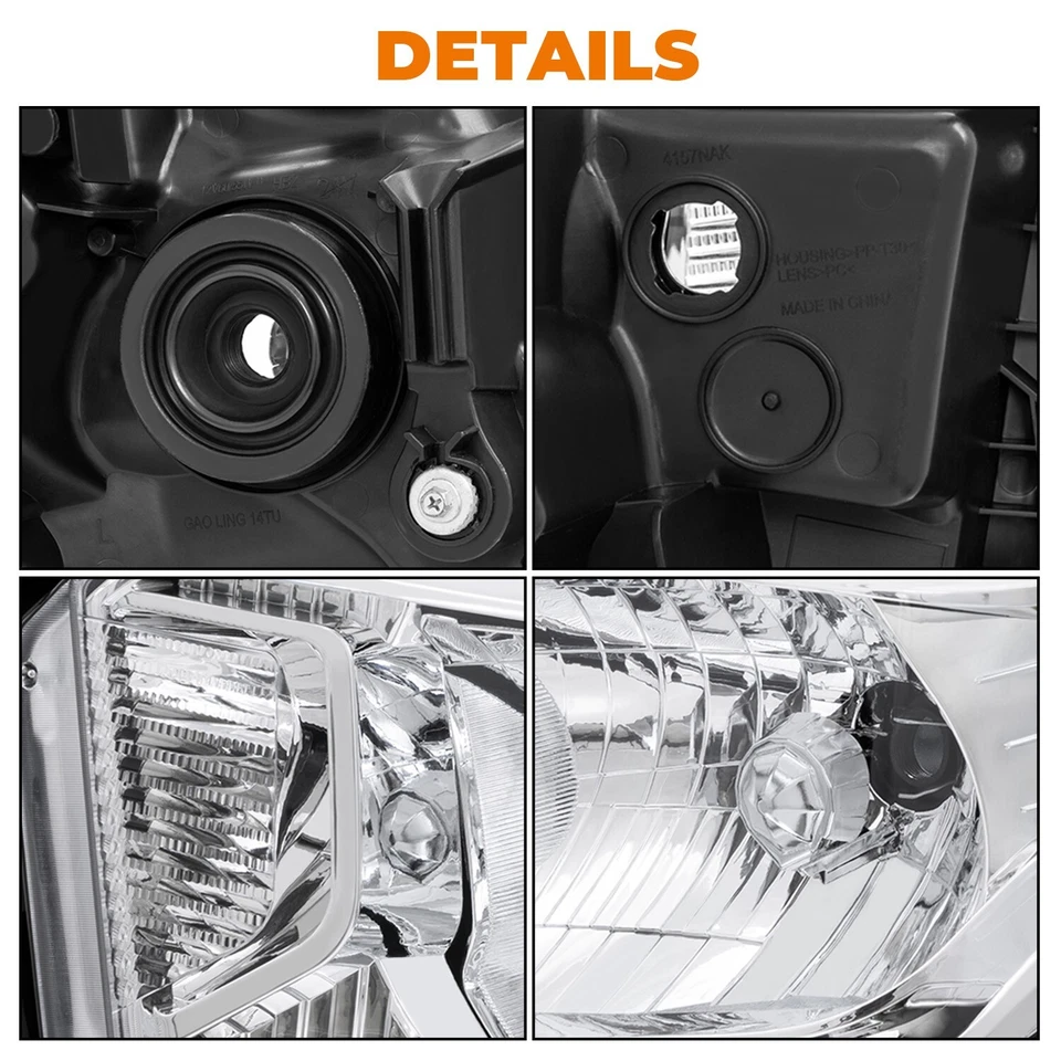 Pair Left & Right Headlights Front Lamps Halogen For 2014-2021 Toyota Tundra - Image 4 of 4