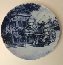 Delft Blauw Hand-decorated Made in Holland Plate 7.5" Horse and buggy