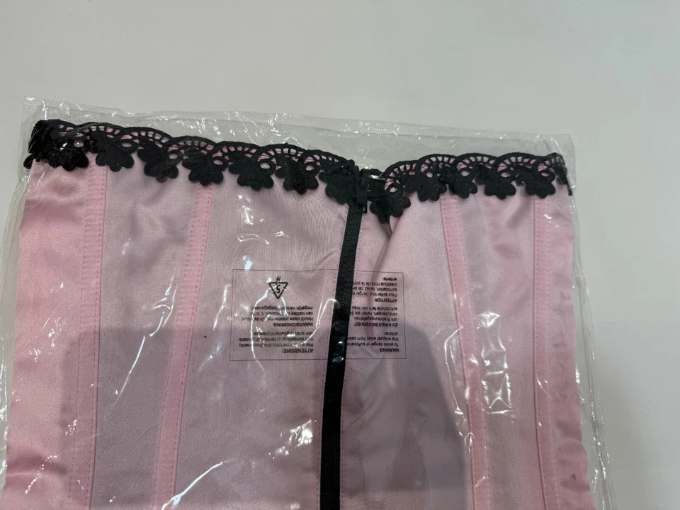 Corsé Shirley Of Hollywood bordado detalle encaje deshuesado top talla 34 rosa negro Foto 2 de 4