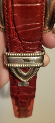 Ariat Red Leather Belt Silver Buckle 28/70 Western Roper  display picture 1