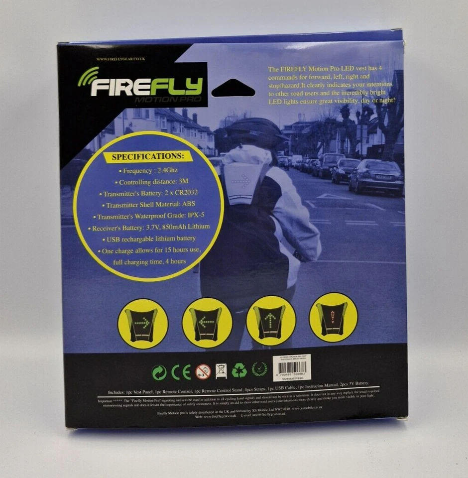 LED Reflective Vest Remote Control Signal Turn Cyclists Bike Horse Riding Runnin - Image 3 of 4