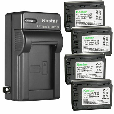 Kastar Travel Wall Charger & 4 Batteries for Sony NP-FZ100