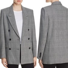 Frame Glen Plaid Double-breasted Blazer Size M
