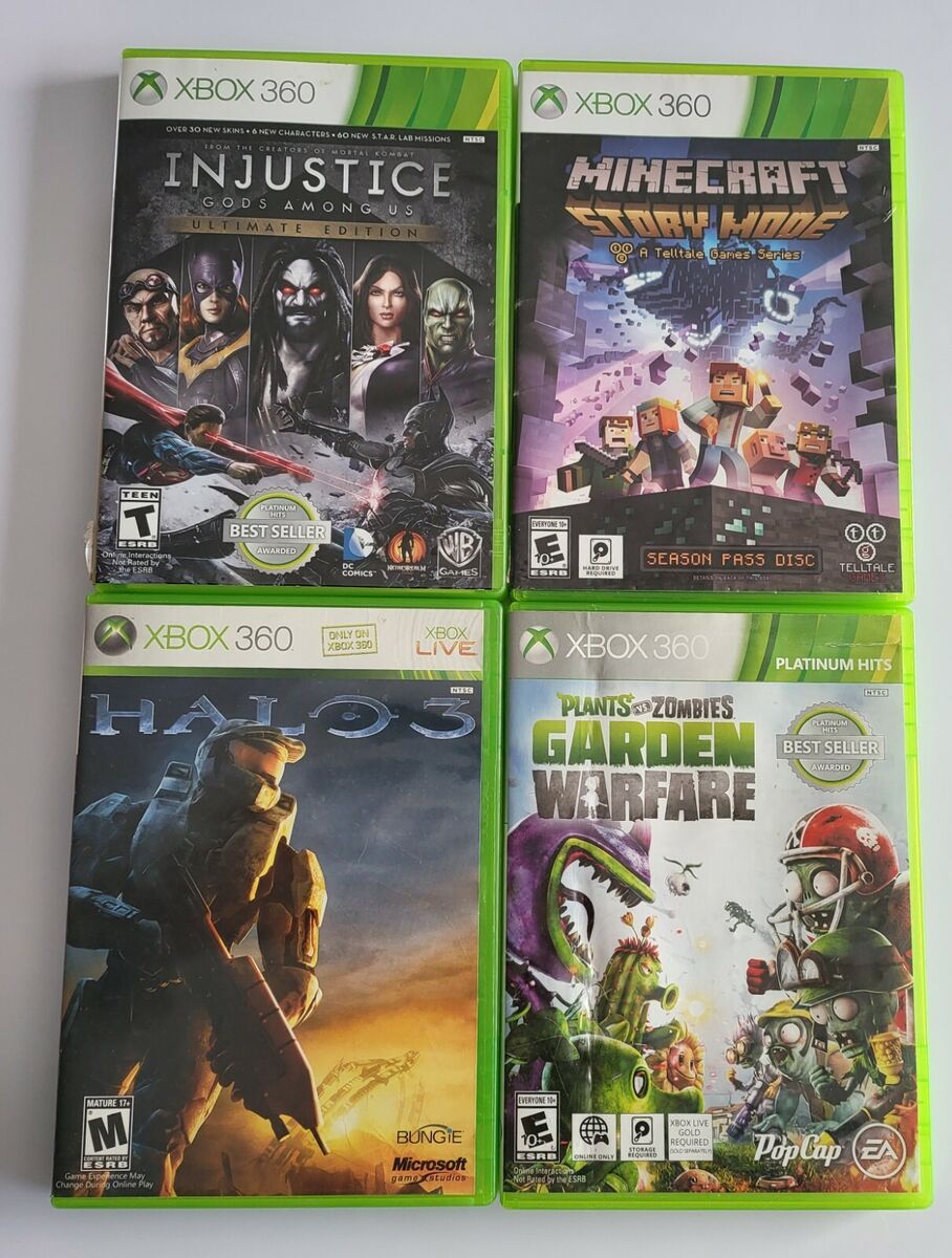 Xbox 360 Game Bundle or Game Lot Minecraft, Halo 3, Plants Vs Zombie,  Injustice