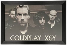 COLDPLAY X4 CHRIS MARTIN GUY JONNY & WILL SIGNED X&Y PROMO POSTER (FRAMED) PSA