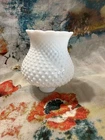 Vintage Hobnail Milk Glass Hurricane Candle Shade 5.25” Tall 1.5” Fitter Ruffled