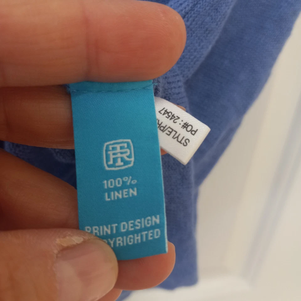 Top de verano TORI RICHARD para mujer azul lino informal carrera resort diario XL Foto 3 de 4