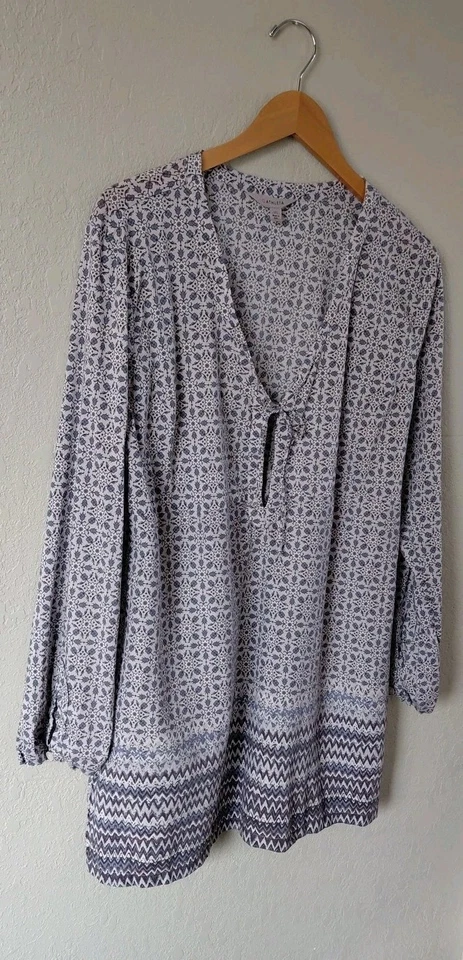 Athleta Womens XL Long Sleeve Tunic Top Swim Cover up Vacation Pool Swim Beach - Image 3 of 4