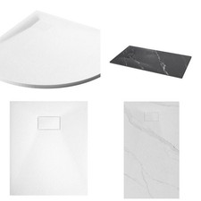 Piatti doccia antiscivolo con cappuccio in resina acrilica - Nero/Bianco - 4 disegni