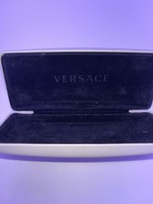 VERSACE WHITE HARD LEATHER CLAMSHELL SUNGLASSES EYEGLASSES CASE- EMPTY