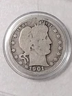 1901 P Barber Silver Quarter 25c 90% Philadelphia Mint US Type Coin