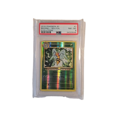 2016 Pokemon Game - XY Evolutions - Reverse Foil - 7 Beedrill PSA 8 NM-MT