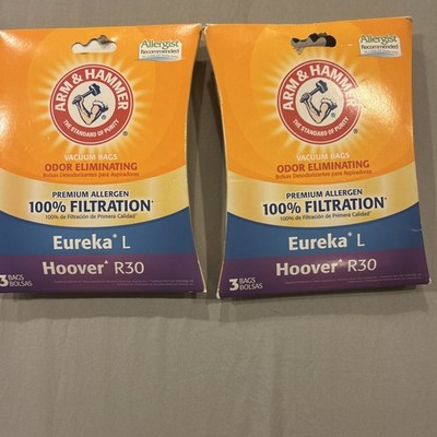 2 Pks Arm & Hammer Eureka/Hoover L R30 Odor Eliminating Vacuum Bags (3 per)