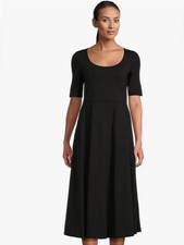 Pact size M black Women's Fit Flare Scoop Midi Dress