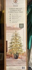 My Texas House Potted 4ft Pre-Lit Twinkle LED Cypress Artificial Christmas Tree