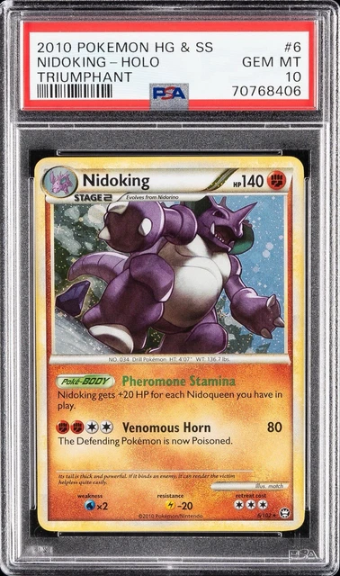 2010 POKEMON HEARTGOLD & SOULSILVER TRIUMPHANT #6 NIDOKING-HOLO PSA 10