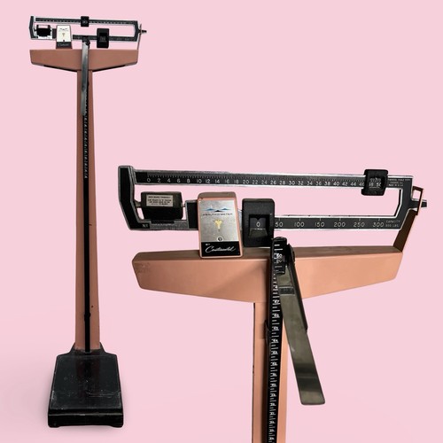 PINK Vintage 1960s MCM Health-O-Meter Continental Physician Bathroom Dr's Scale