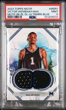 2023 Topps Motif Victor Wembanyama RC Dual Relic Blue /35 RC PSA 9 🔥 SSP Pop 3