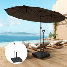 Parasol Stand Fillable 55kg Rolling Handle Umbrella Stand Square Black