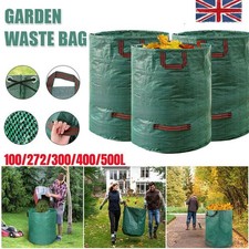 Image of Garden Bags with Handles Heavy Duty Waste Bag Green Rubbish Sack Large Storage