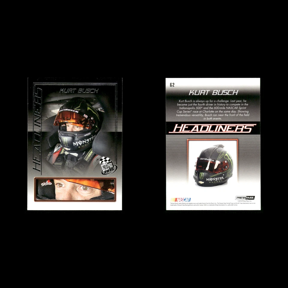 Kurt Busch #62 2015 Press Pass Headliners Stewart-Haas Racing Racing Card - Image 3 of 3