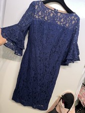 RALPH LAUREN GORGEOUS BLUE SOFT COTTON CROCHET LACE BELL SLEEVE WORK PARTY DRESS