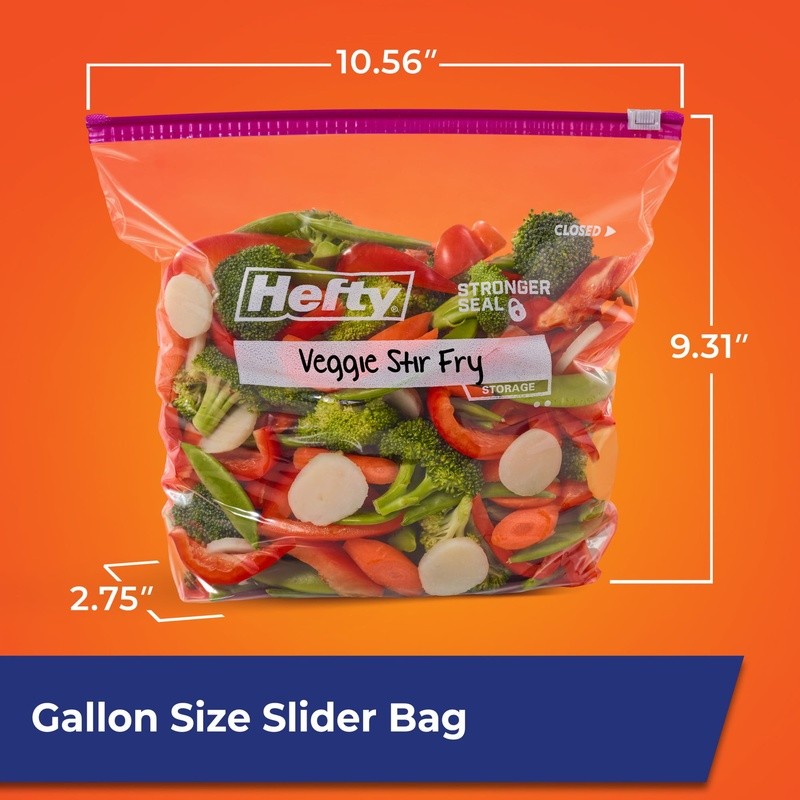 Gallon Slider Storage Bags 40 Count Clicks Closed Expandable Bottom BPA-Free New