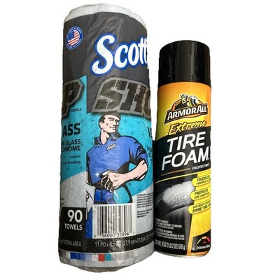 Scott  Shop Towels 11 In X 8.6 In And Armor All Extreme Tire Foam Lot! Fast Ship