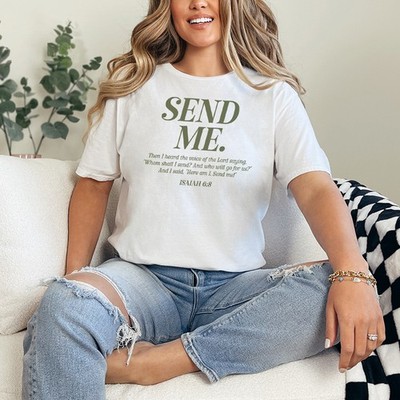 Send Me Then I Heard Damen ringgesponnenes T-Shirt Jesaja 6 8 christliches Geschenk für sie