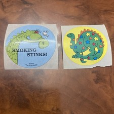 Vintage Set Of 2 Dinosaurs Sticker Mods 2  Inches Ea. Roughly