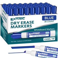 36 PCS Blue Dry Erase Markers Chisel Tip Whiteboard Markers Bulk Classroom New