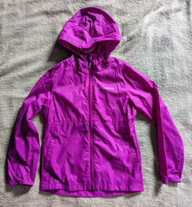 COLUMBIA Rain Shell Jacket Youth Kids S (7/8) Packable Hiking Girls Magenta Pink