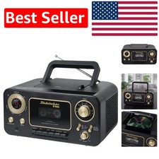 Retro Style Bluetooth Portable CD Player with Cassette Recorder - Must-Have