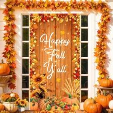 Happy Fall Party Door Banner 72.8 x 35.4 Inch Yellow