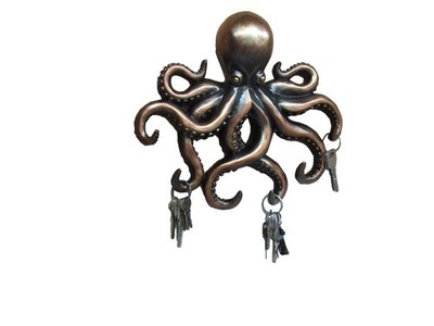 Funny Octopus Key Holder - Nautical Sea Decor for Home - 11 Inch Octopus