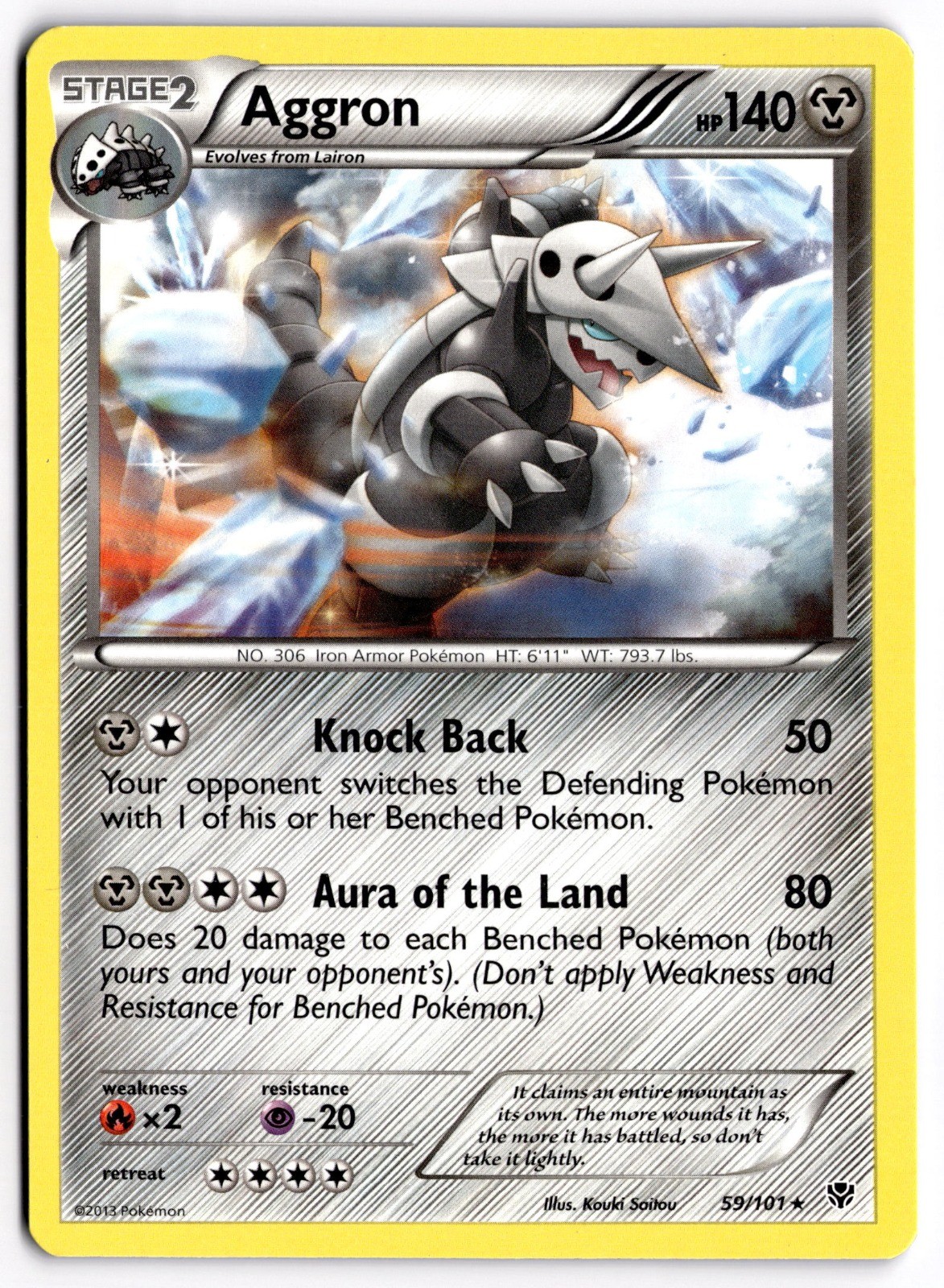 Pokemon TCG Aggron 59/101 Plasma Blast Rare LP