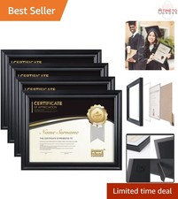 Set of 4 8.5x11 Document Frames with Glass Front for Certificates and Diplomas