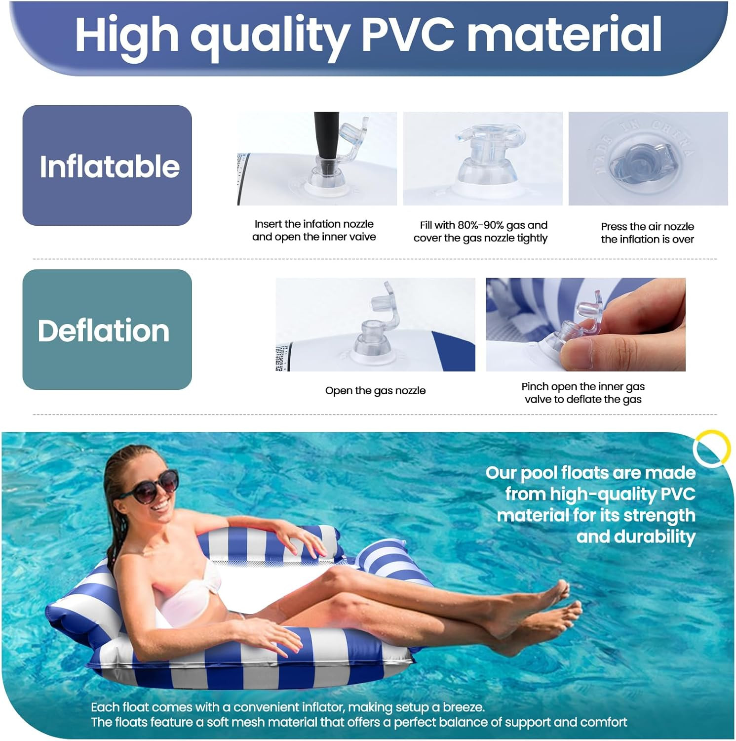 Pool Floats Adult Water Hammock Inflatable Summer Floaties for Adults