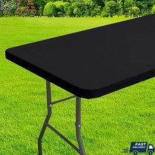 Elastic Edge Waterproof Tablecloth Rectangular Polyester Outdoor Use Durable