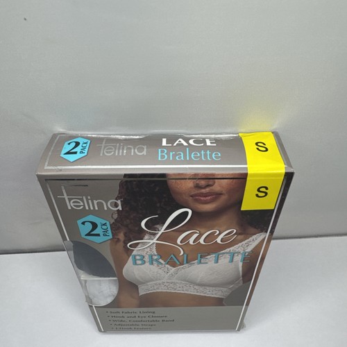 Felina Confezione 2 Bralette Donna in Pizzo, Nero/Bianco, Taglia Small. Nuovo spedizione gratuita - Foto 2 di 6