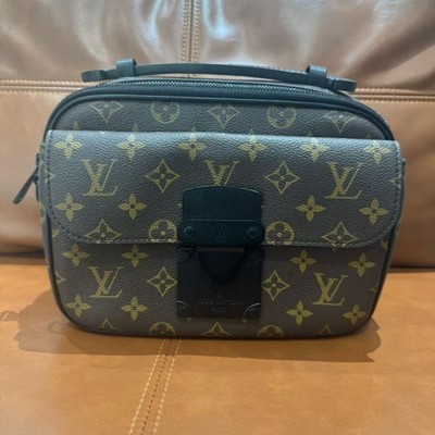 LOUIS VUITTON LV S Lock Messenger Shoulder Bag Monogram Macassar Canvas