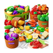 Play Food Set for Kids, Toddler Learning Toys, Cutting Food Toy Col... Fast Ship
