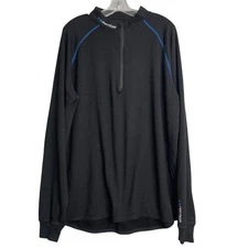 Clam Corporation Ice Armor Merino Wool 1/4 Zip Base Layer Men 2XL Black Outdoors