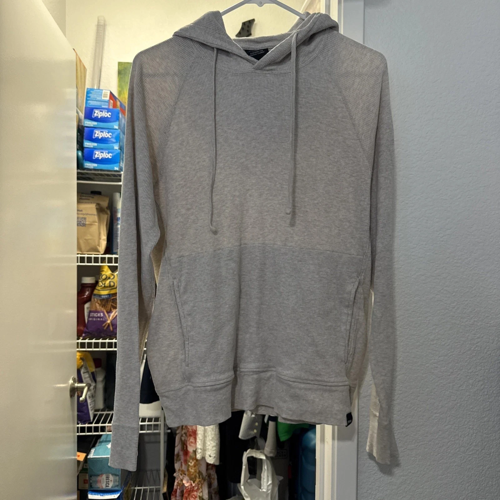 Prana Touchstone Hoodie Beige - Men's Small - Waffle Oatmeal Heather