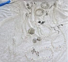 VINTAGE LOT OF 13  MISC. CLEAR CRYSTAL BEADED COSTUME JEWELRY PIECES